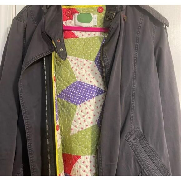 BY ANTHROPOLOGIE Women’s Gray Quilted-Liner Hooded Long Utility Jacket XS - Picture 4 of 9